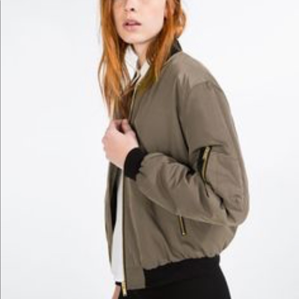 Zara Green Bomber Jacket